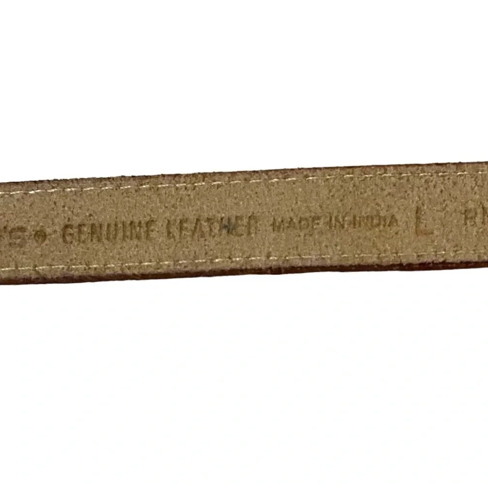 Chico’s Leather Metallic Tan Gold Bronze Belt with Gold Hardware - Size Large